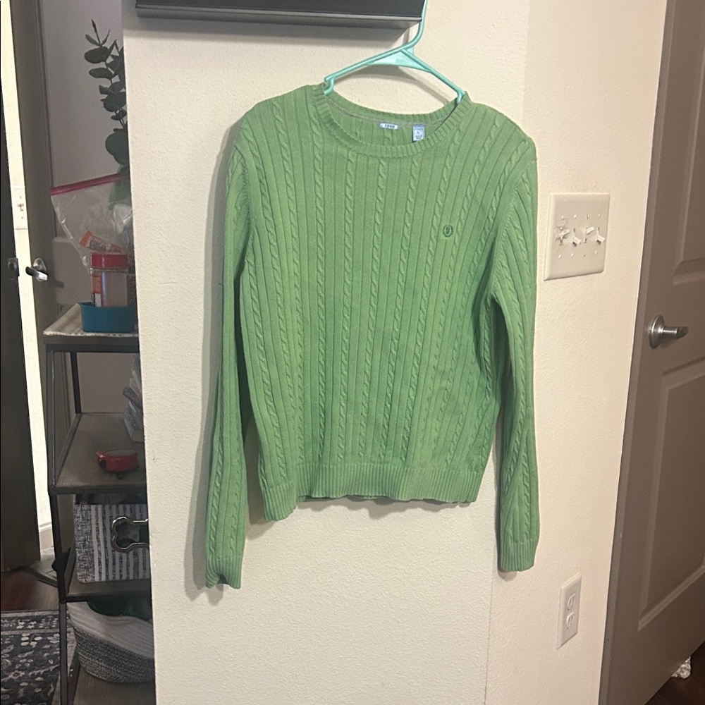 Izod Green Cable-Knit Crewneck Sweater - Women